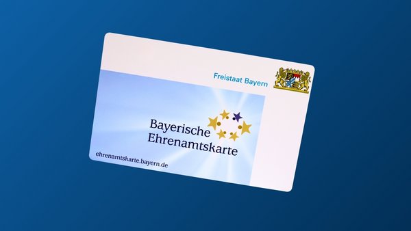 Bayerische Ehrenamtskarte Bild der Bayerischen Ehrenamtskarte auf blauem Hintergrund