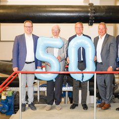 50 Jahre Wasserlieferung FWO nach Bamberg - Geschäftsführer der Stadtwerke und der FWO, Bambergs Oberbürgermeister und Regierungspräsident von Oberfranken 
