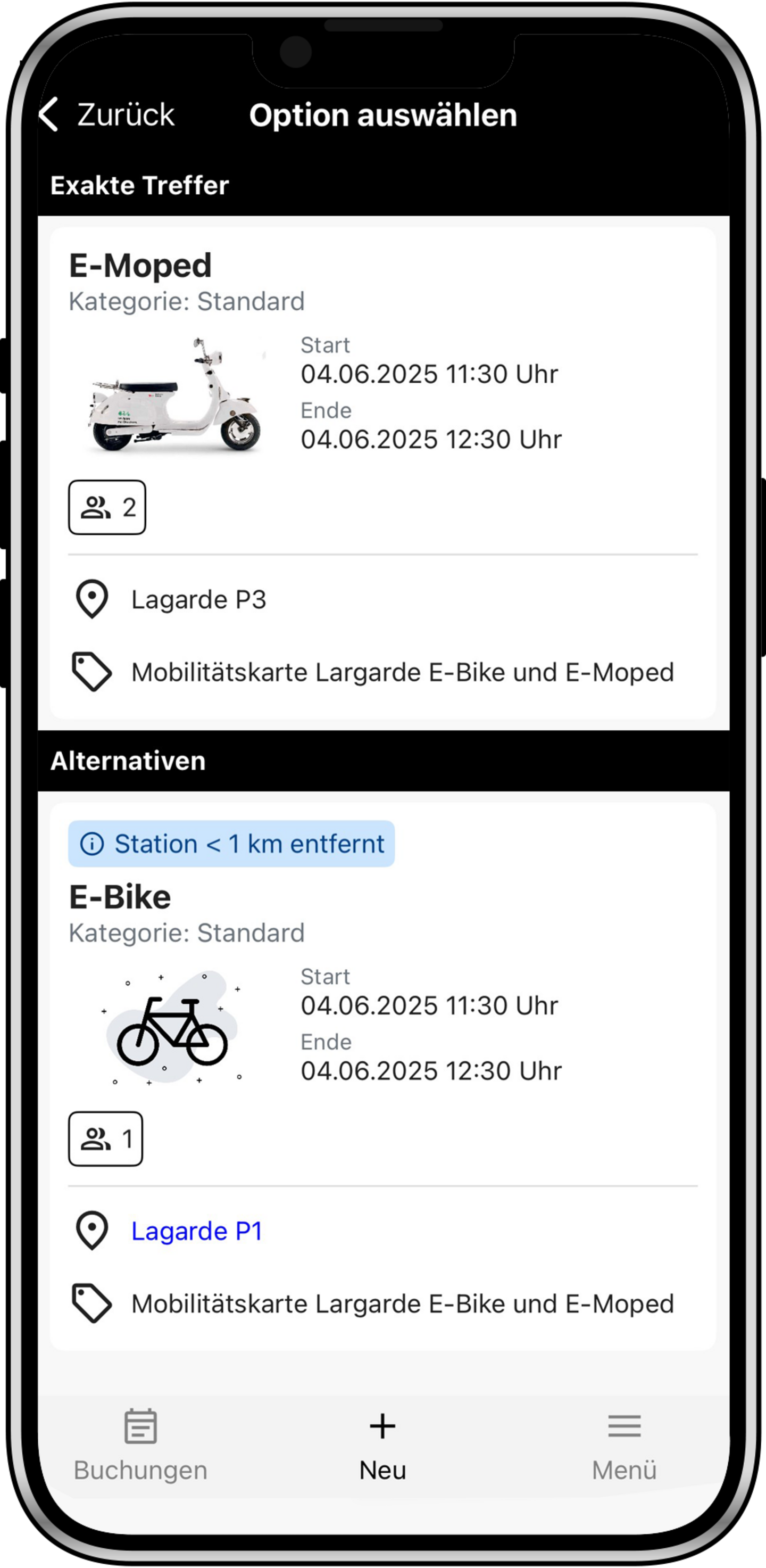 Screenshot baMove App am Smartphone