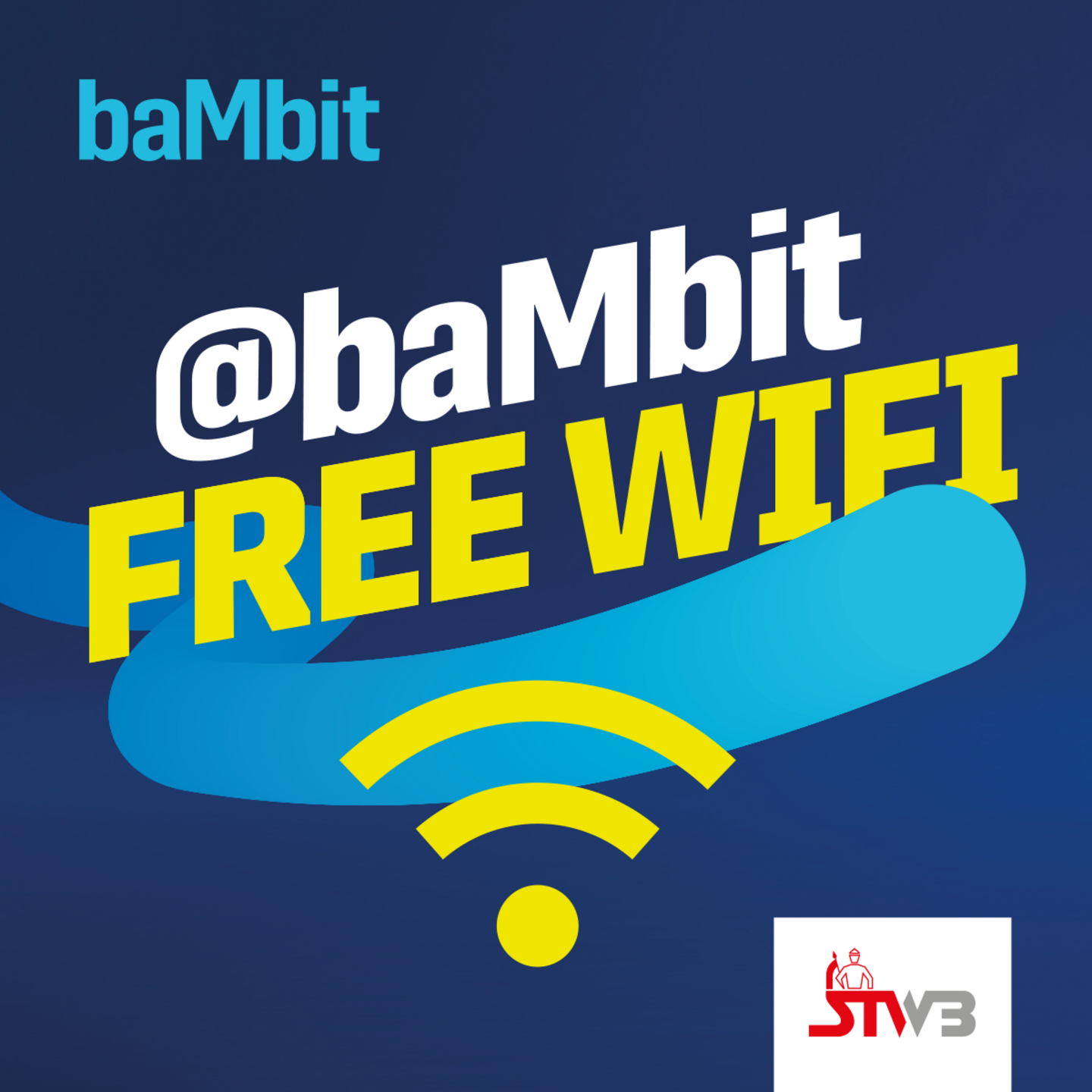 Blauer Sticker der auf Free Wifi in Bamberg hinweist