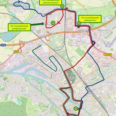 Umleitungsplan inklusive Ersatzhaltestellen während der Brückensperrung 