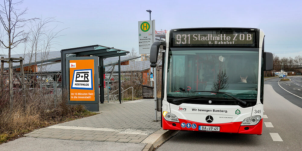 Bus an P+R Anlage Kronacher Straße in Bamberg