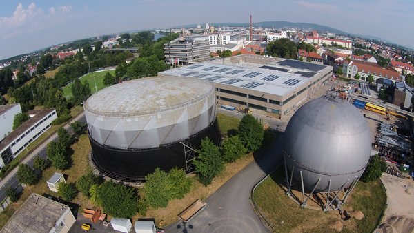 Hauptgeäude Margaretendamm 28 aus der Luft