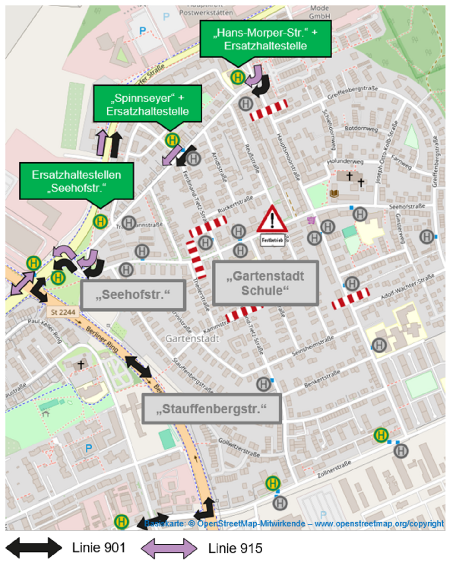 Umleitungsplan zum Radrennen bei der Gartenstadter Kerwa Umleitungsplan zum Radrennen bei der Gartenstadter Kerwa