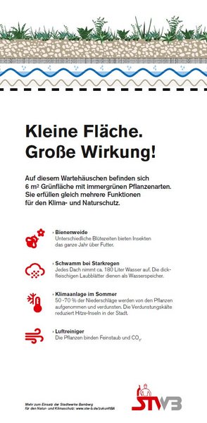 Aushang Gruenes Dach Haltestelle Aushang Gründach bei Bushaltestelle