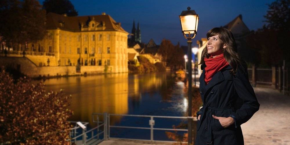 Wasserschloss Concordia in Bamberg mit Laterne