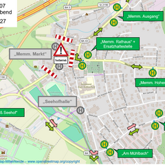 Linien 907, 917, 927 | 12. - 18.8. | Kirchweih Memmelsdorf Karte mit Umleitung für die Busse zur Memmelsdorfer Kerwa